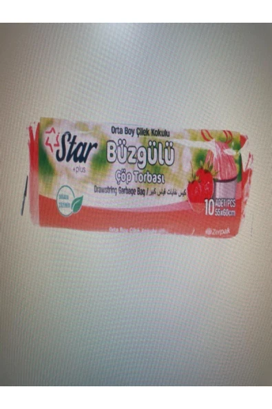 Çöp Poşeti Büzgülü orta  boy 55X60 Çilek kokulu 1 paket