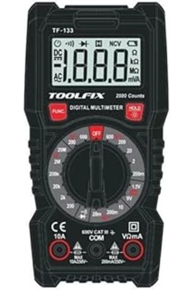 Class Toolfıx Tf-133 Işıklı Dijital Multimetre Ölçü Aleti