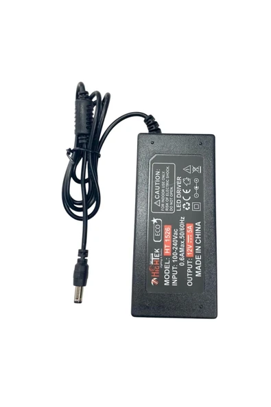 Hightek HT-1526 Eco 12Volt 5Amper Plastik Kasa Adaptör 5.5x2.5mm Jak Fişli - 4