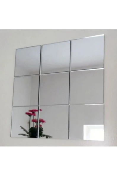 DEKORATİF TASARIM KARE AYNA 4 MM CAM KENARLARI RODAJLI 40x40  CM 3 ADET - 6