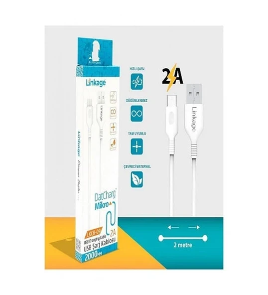 Linkage Mikro 2A 2 mt Kablo Şarj Kablosu LKCB-09 ürün görseli 1