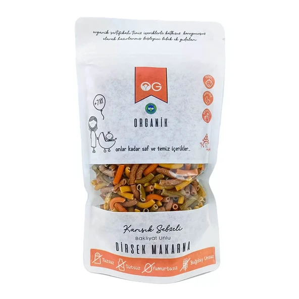 OG Organik Sebzeli Bakliyat Unlu Dirsek Makarna 200gr