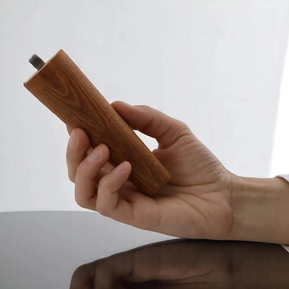 8 Adet Ahşap Ayak 12 Cm Koyu Meşe M8 Civatalı Bağlantı Aparatlı Dolap Mobilya Koltuk Kanepe Destek Ayağı Ayakları - Resim 2