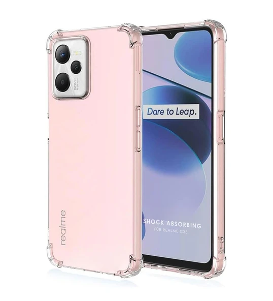 Realme C35 Uyumlu Darbe Önleyici Sararmaya Dayanıklı Airbag Korumalı Ultra Slim TPU Şeffaf Silikon Kılıf
