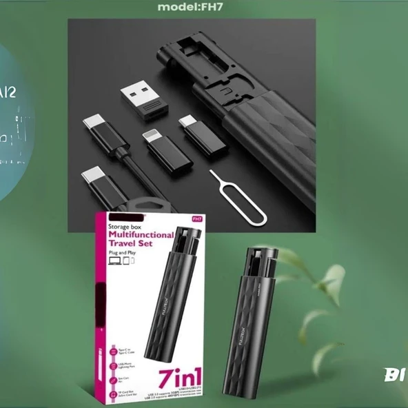 FH7 Çok Fonksiyonlu Type-C USB Lightning Seyahat Adaptör Seti iOS Android Uyumlu