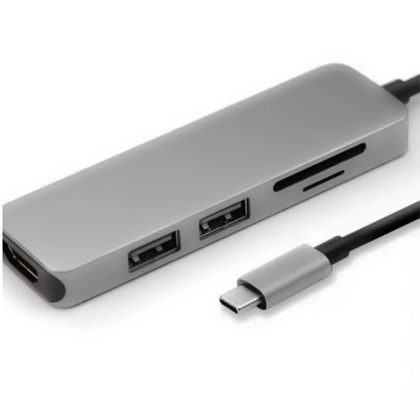 FH26 USB-C 5 in 1 Çoklayıcı 3xUSB-A 3.0 TF SD Kart Girişli Hızlı Veri Aktarımlı Hub Adaptör - 3