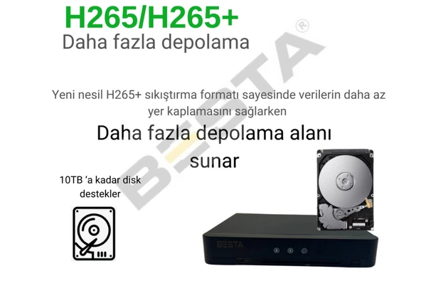 ARNA 10 KAMERALI 5 MP SESLİ WARM LED WATERPROOF 3.6 MM LENS H.265 250 GB HDD DAHİL AHD GÜVENLİK SETİ - ST51025 - 7