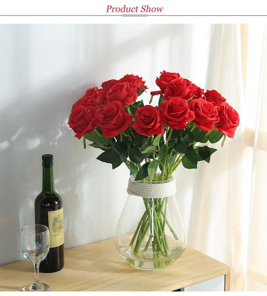 Nettenevime Yapay Çiçek Kırmızı Gül 12 Adet Tek Dal 50cm - Resim 8