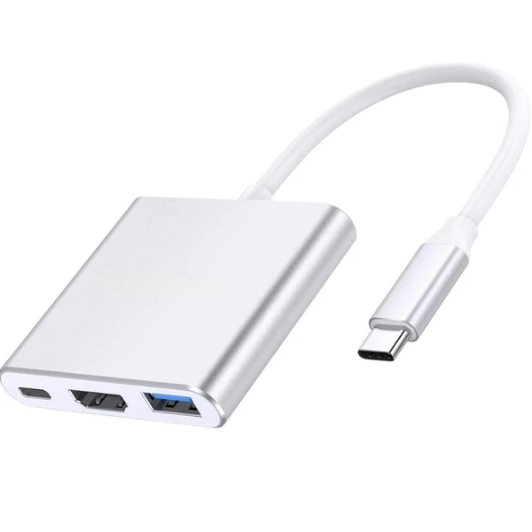 ACL USB-C Hub Çoklayıcı USB-A USB-C HDMI Girişli Metal Gövdeli Adaptör Dönüştürücü