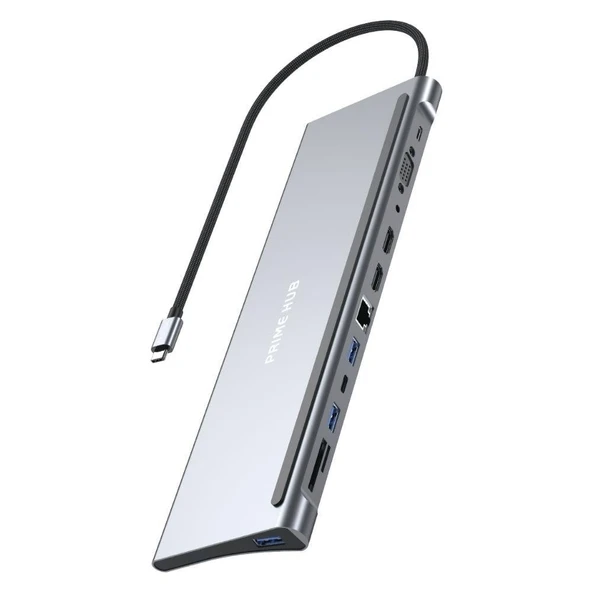 USB-C 12 in 1 Çoklayıcı PD100W Hızlı Şarj VGA Ethernet HDMI SD USB-A Type-C Portlu Adaptör - 2