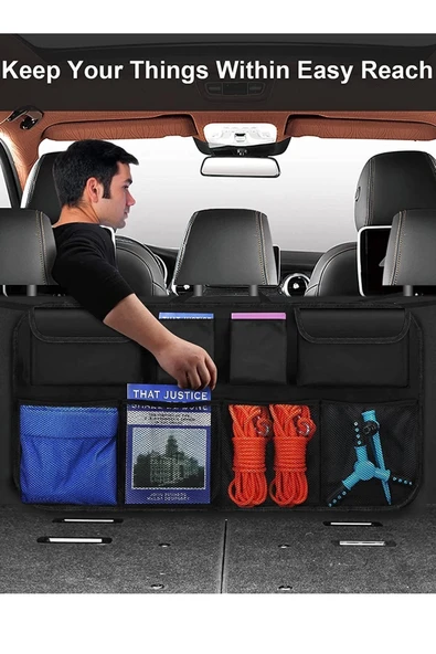 8 Cepli Araba Koltuk Arkası Eşya Düzenleyici Organizer Araç Bagaj Çantası Oto Içi Çanta Aksesuar - 3