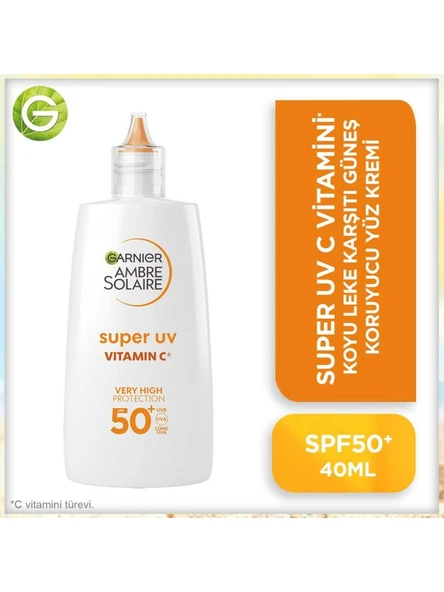 Ambre Solaire Super UV C Vitamini Koyu Leke Karşıtı Fluid Yüz Güneş Kremi SPF50+ 40ML - 6