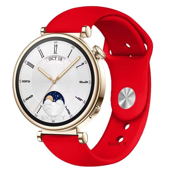 Sneezy Huawei Watch GT4 41mm İle Uyumlu 18mm PureLux Soft Silikon Kordon  Kımızı ürün görseli