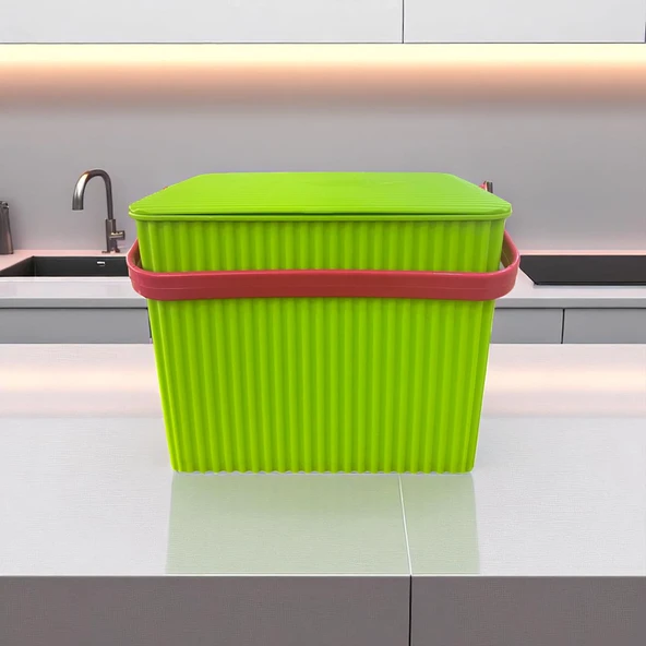 Rainbow Yeşil Kare Kova Piknik Sepeti Meyve Kovası