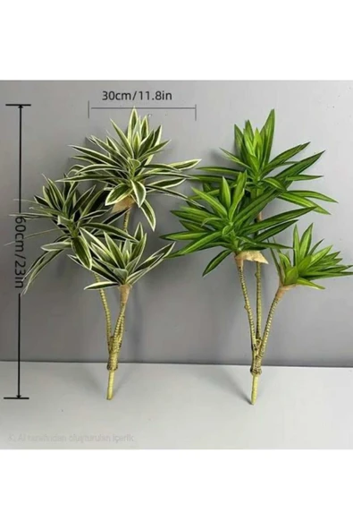 1 adet 3 dallı Yapay Salon Bitkisi İç-DIŞ mekan Dekorasyonu Yeşil-beyaz Bıtkı - Resim 3