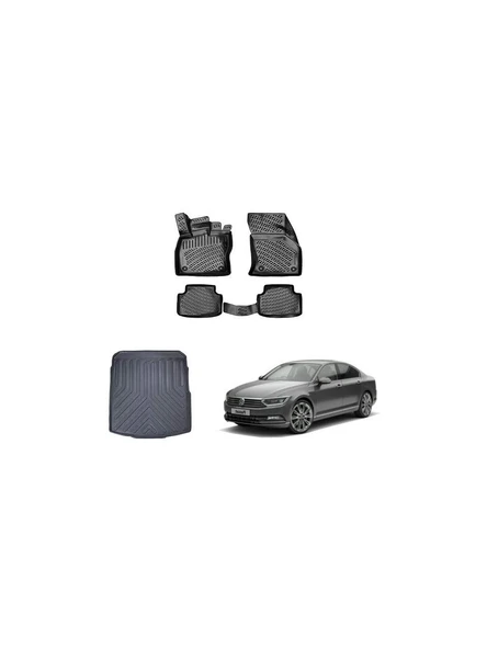 Rizline Volkswagen Passat SEDAN B8-B8.5 2015-2022 Rizline 3D Paspas ve Bagaj Havuzu