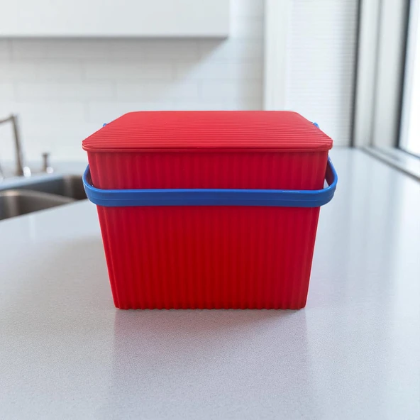 Rainbow Kırmızı Kare Kova Piknik Sepeti Meyve Kovası