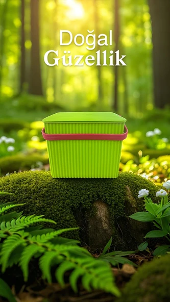 Rainbow 2'li Yeşil Mavi Kare Kova Piknik Sepeti Meyve Kovası - 3