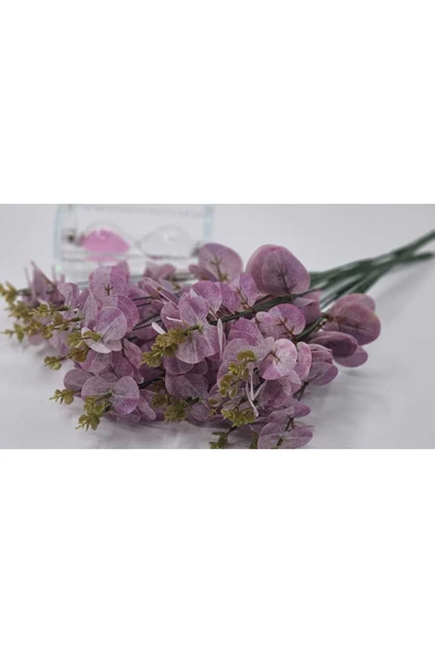 Yapay 16 Dallı Lila Islak Okaliptus Bitkisi 47 Cm vazo saksı dekor süsü ürün görseli