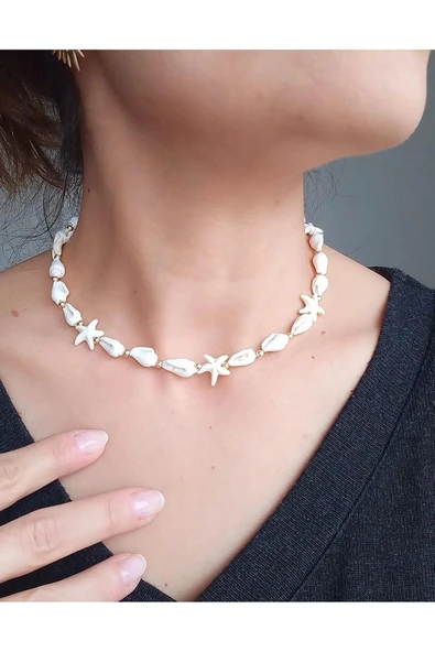 BNGaksesuar Deniz Kabuğu Deniz Kabuklu Doğaltaş Kolye