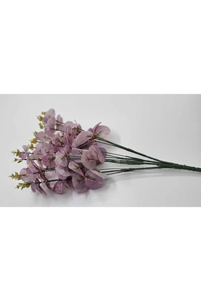 Yapay 16 Dallı Lila Islak Okaliptus Bitkisi 47 Cm vazo saksı dekor süsü - Resim 3