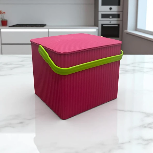 Rainbow Pembe Kare Kova Piknik Sepeti Temizlik Kovası - 2