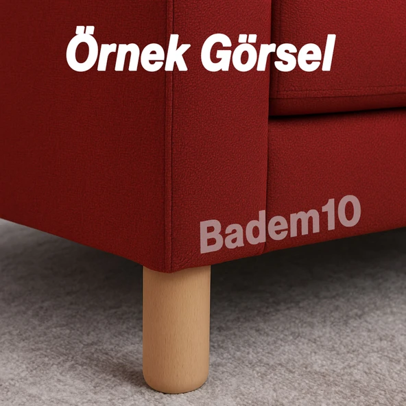 Bohem Doğal Ahşap Silindir Ayak 12 cm Aparat Dahil Mobilya Koltuk Kanepe Sehpa Masa Ayağı Ayakları - 2