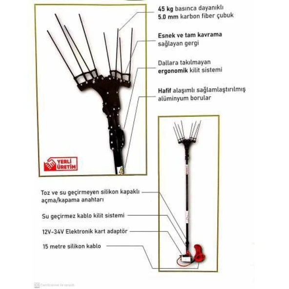 ELİA Akülü Zeytin Hasat Makinesi Sensörlü Devir Ayarlı - 2