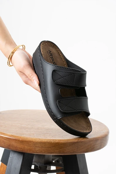 Albishoes Alane Hafif Topuklu Çift Bant İki Cırtlı Anatomik Konfor Kadın Günlük Ev Dışarı Terlik - 5