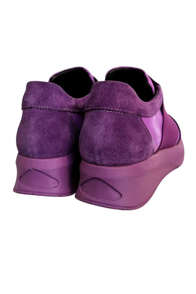 Mor Hakiki Deri Comfort Taban Sneaker - 4