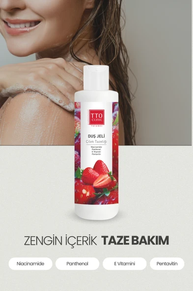 TTO Clinic Çilek Tazeliği Duş Jeli Panthenol İle Cildinizi Onarın - Resim 3