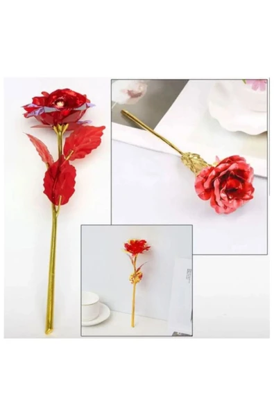 1 adet kırmızı sonsuzluk Gülü rengarenk hologramli 24 cm - 2