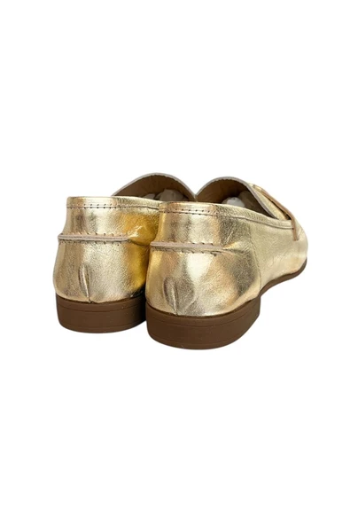 Gold Hakiki Deri Loafer - 4