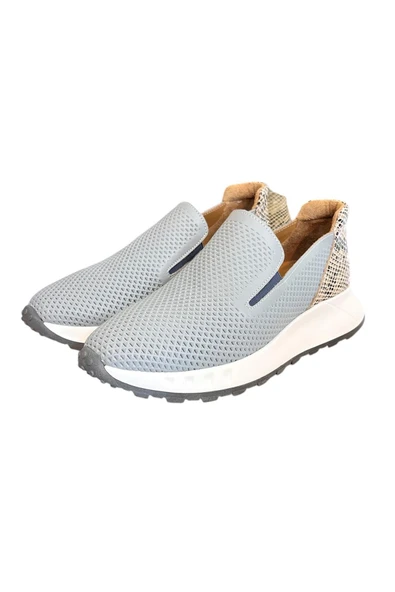 Gri Hakiki Deri Yanları Lastikli Comfort Taban Sneaker - 3