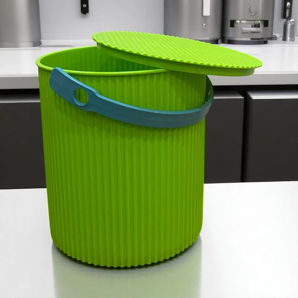 Rainbow Yeşil Yuvarlak Kova Piknik Sepeti Meyve Kovası - 3