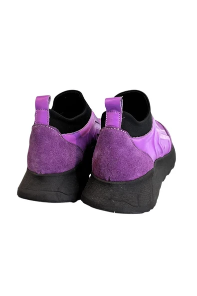 Mor Hakiki Deri Comfort Taban Sneaker - 4