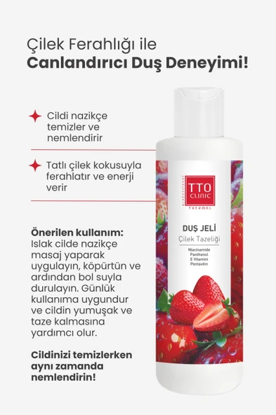 TTO Clinic Çilek Tazeliği Duş Jeli Panthenol İle Cildinizi Onarın - Resim 2