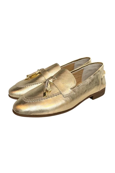 Gold Hakiki Deri Loafer - 3