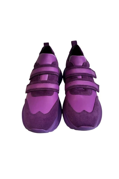Mor Hakiki Deri Comfort Taban Sneaker - 3