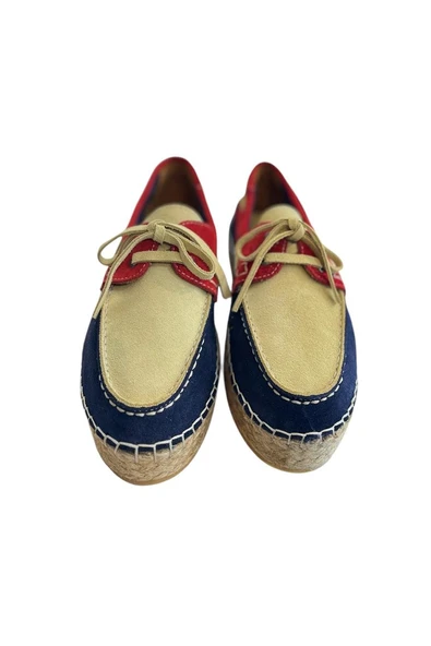 Lacivert Hakiki Süet Hasır Taban Bağlı Loafer - 3
