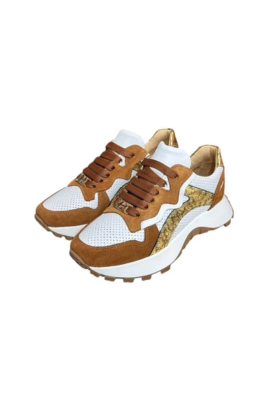 Beyaz Hakiki Deri Taba Garnili Comfort Taban Bağcıklı Sneaker - 4