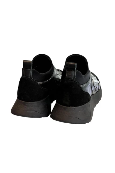 Siyah Hakiki Deri Comfort Taban Sneaker - 4