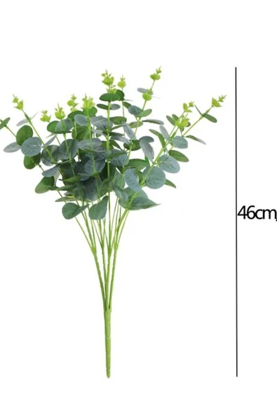 Yapay 16 Dallı Islak Okaliptus Bitkisi 46 Cm Yeşil renk ev dekor aranjman vazo banyo süsü ürün görseli