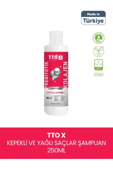 TTO-X Prebiyotik & Kolajen Kepekli ve Yağlı Saçlar Şampuan 250ml - 1