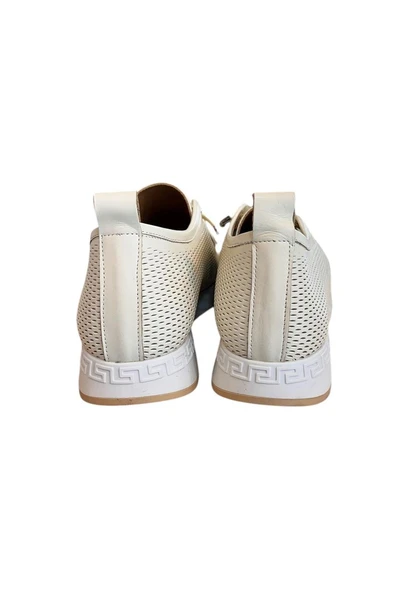 Krem Hakiki Deri Lastik Bağlı Comfort Taban Günlük Ayakkabı - 4