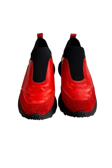 Kırmızı Hakiki Deri Comfort Taban Sneaker - 3