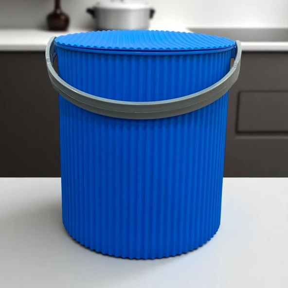 Rainbow Mavi Yuvarlak Kova Piknik Sepeti Meyve Kovası