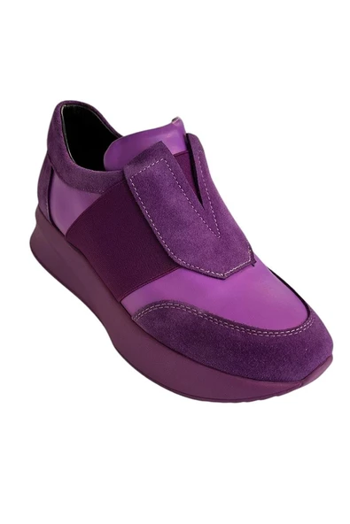 Mor Hakiki Deri Comfort Taban Sneaker - 2