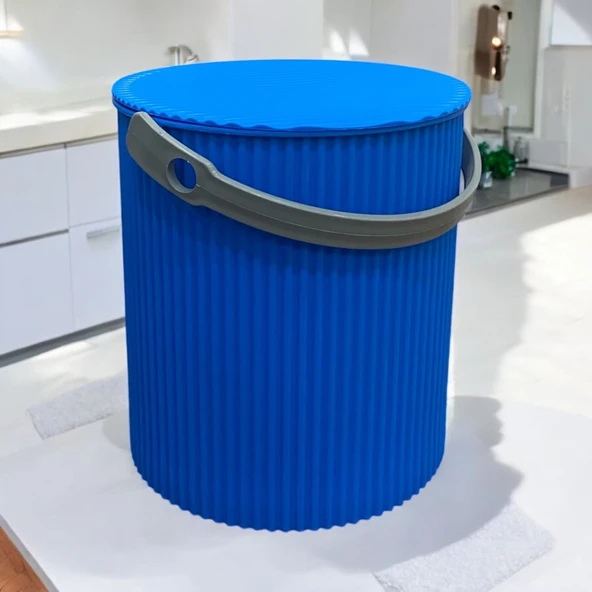 Rainbow Mavi Yuvarlak Kova Piknik Sepeti Meyve Kovası - 2