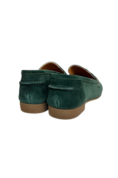 Petrol Yeşili Hakiki Süet Deri Loafer - 4